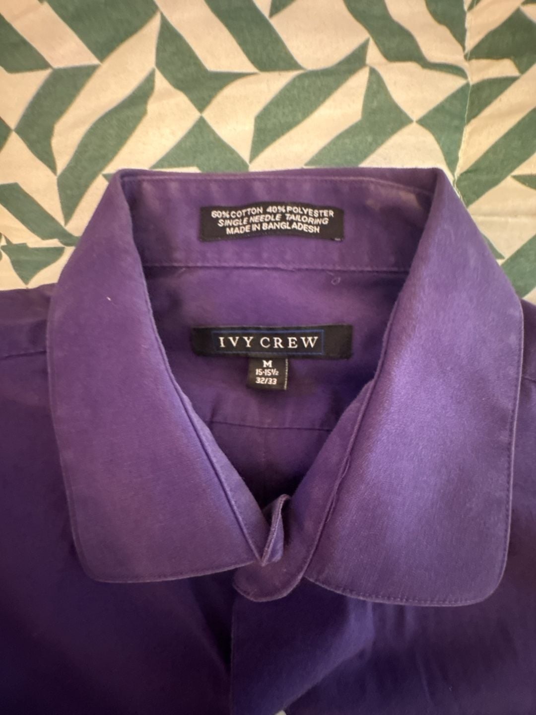 Ivy Crew Dress Shirt Size M 15-15 1/2 32/33 Purple Long Sleeve 3