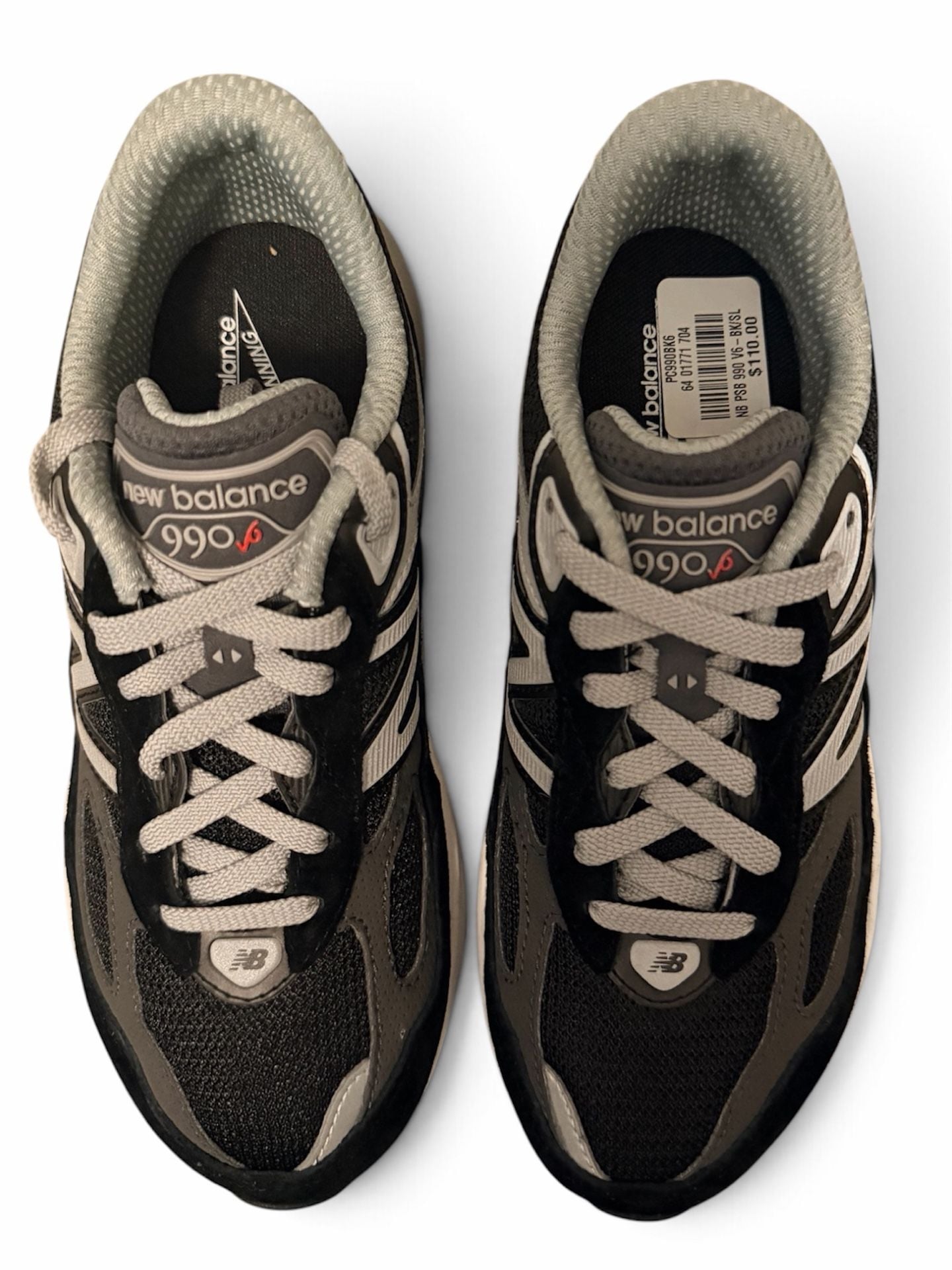 NEW New Balance FuelCell 990v6 Size 3 Black Grey Kids Sneakers 4