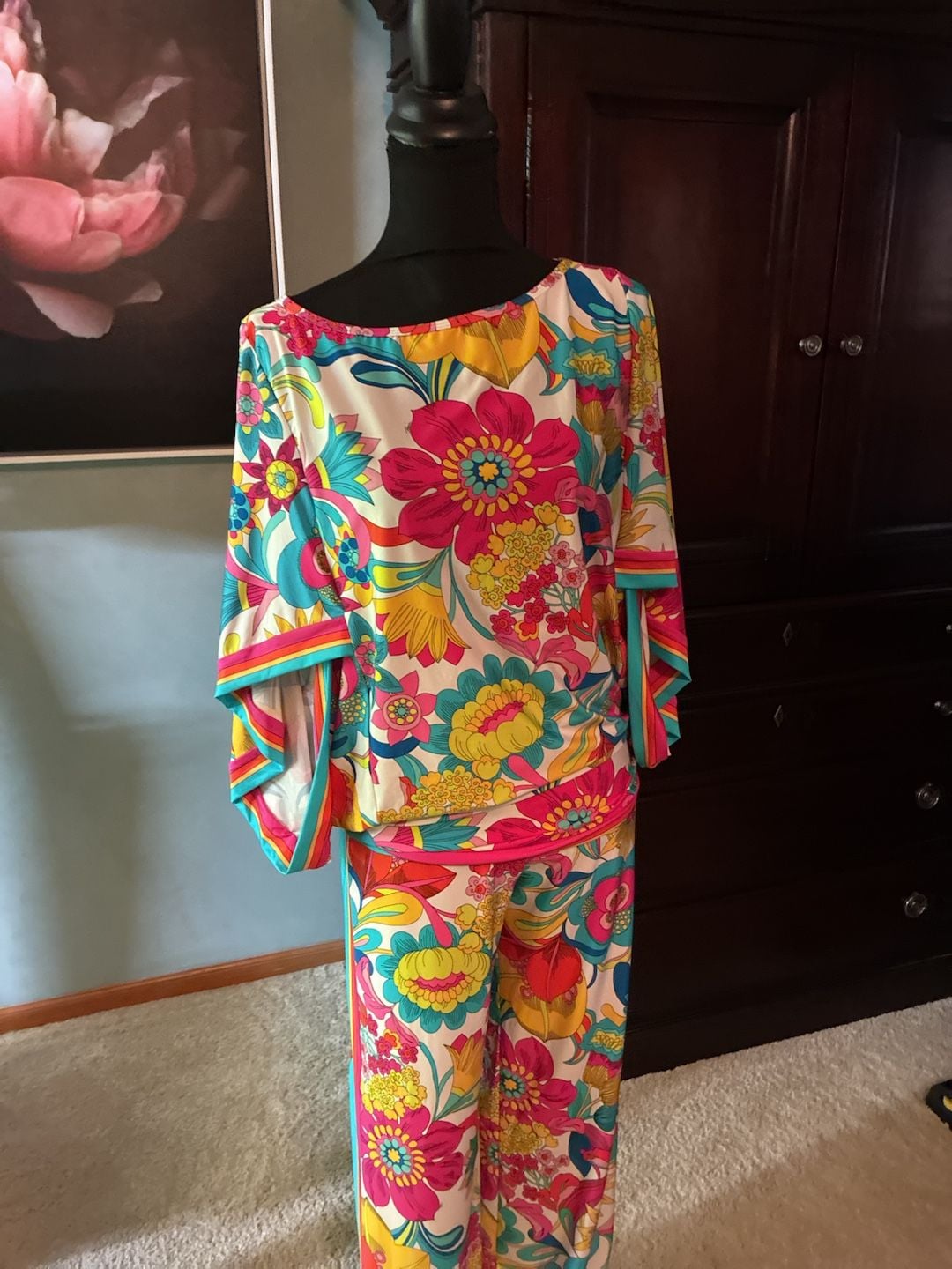 Trina Turk Fontaine Tunic Pant Set Multi Floral Sz L A804 4