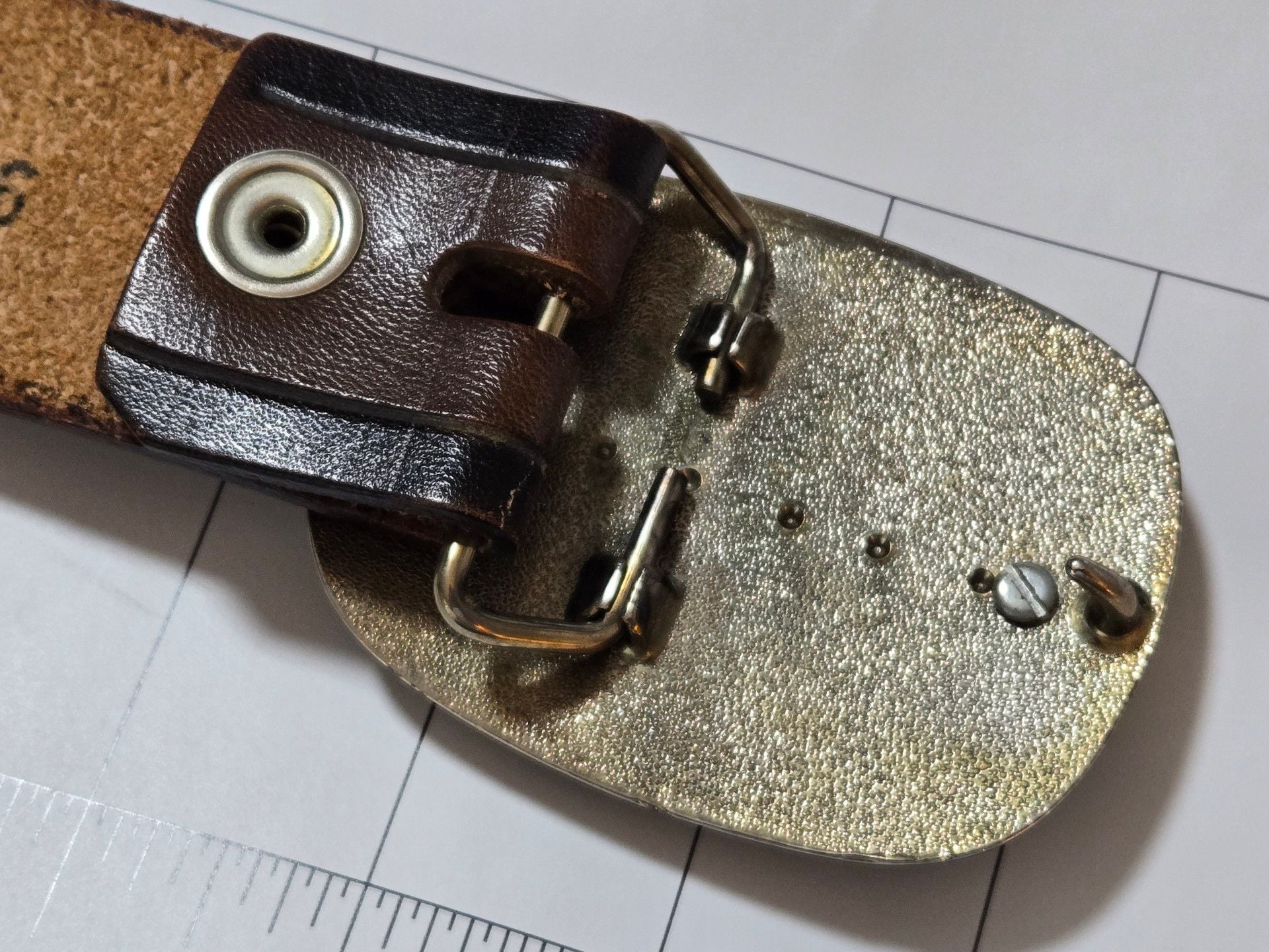 Genuine Leather Tiger Eye Stone Buckle Belt Size 36 Brown Made In USA 11