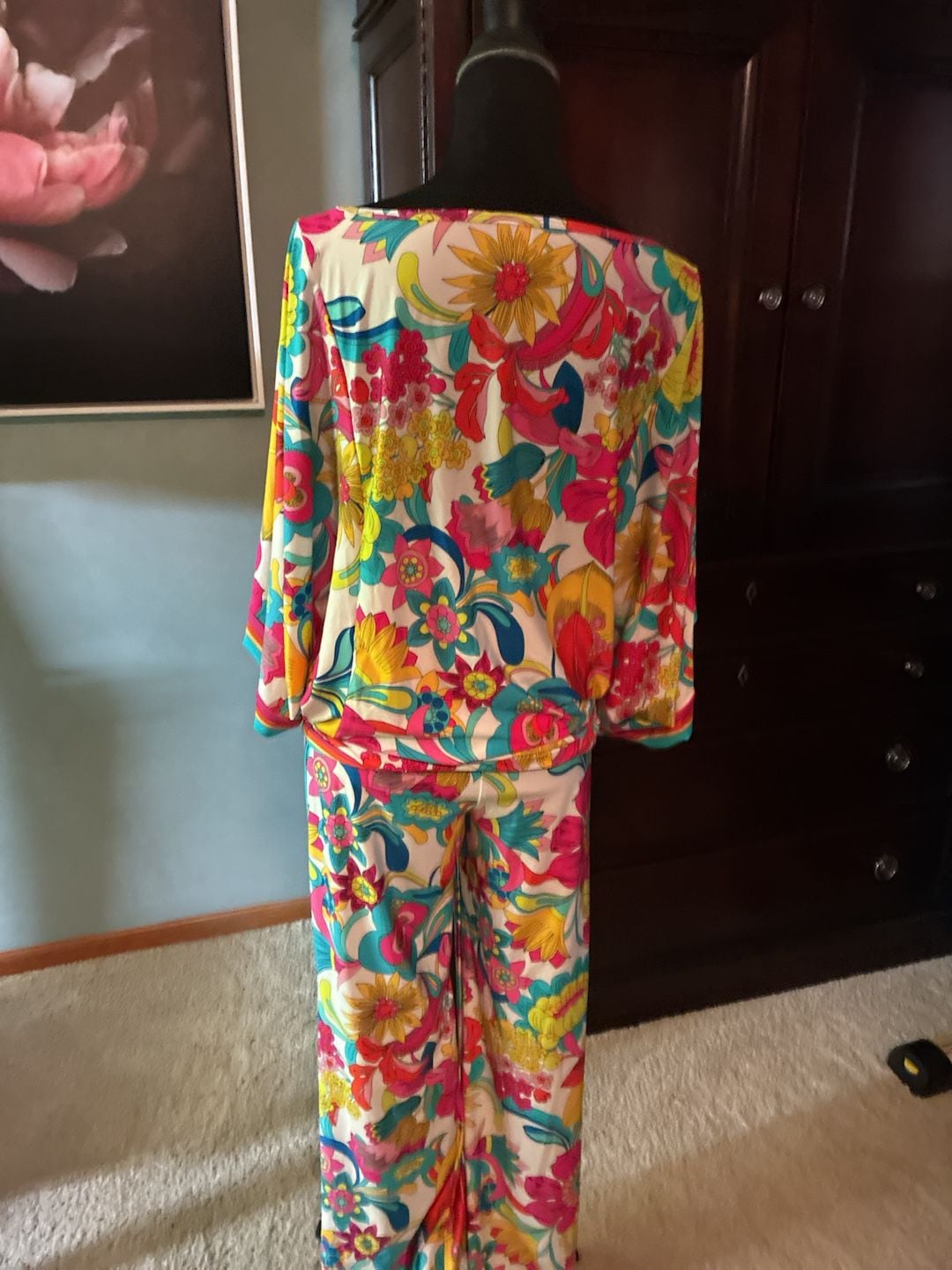Trina Turk Fontaine Tunic Pant Set Multi Floral Sz L A804 5