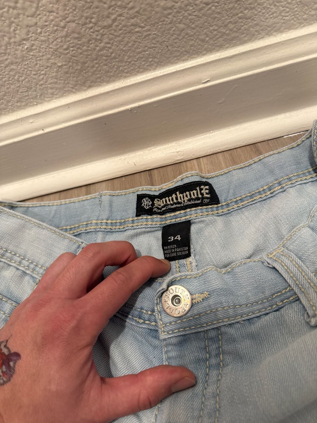 Southpole Jeans Size 34 Light Wash Straight Denim Y2K Baggy 4