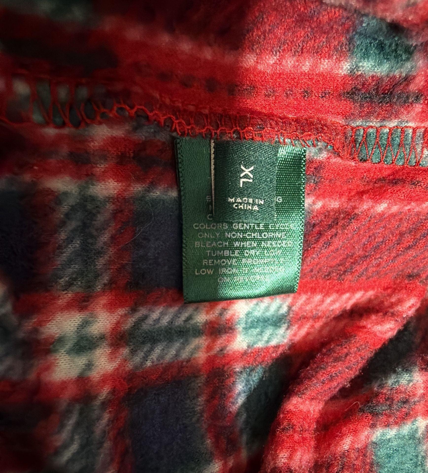 Lauren Ralph Lauren Fleece Pajama Set Size XL Red Plaid 8