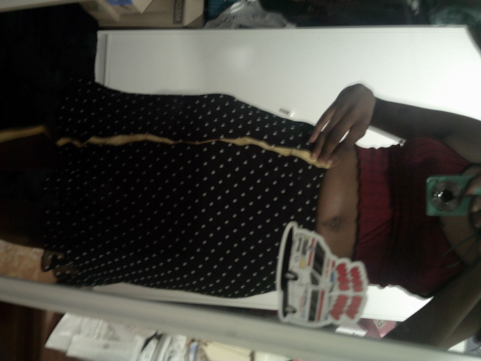 Polka Dot Midi Skirt Black White 1