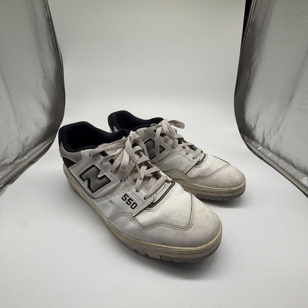 New Balance 550 Size 11 White Black Leather Athletic Sneakers
