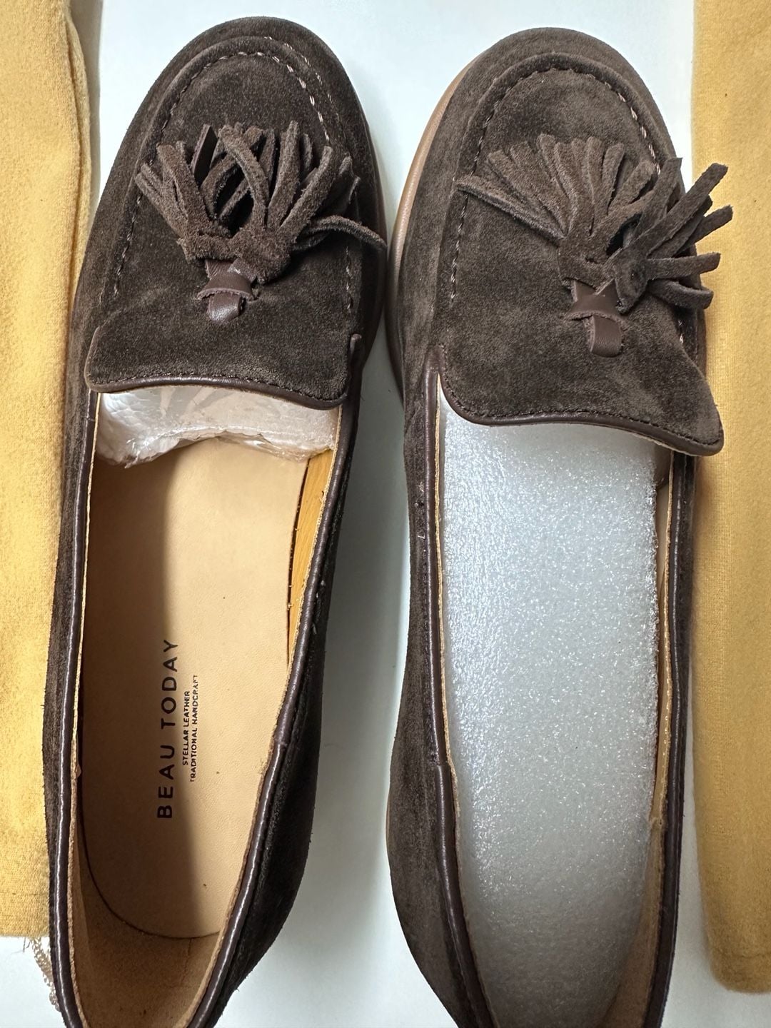 Beau Today Suede Tassel Loafers Brown w/ Dust Bags 3