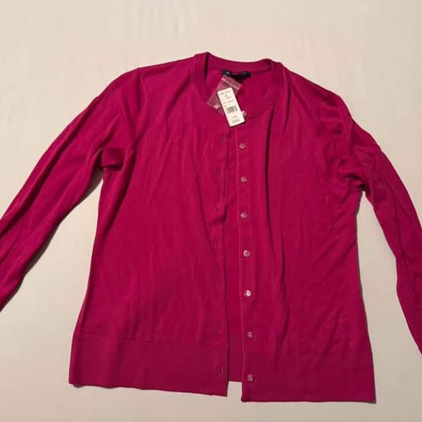 Brooks Brothers Women’s Cardigan Size L Hot Pink Button Front Crew Neck