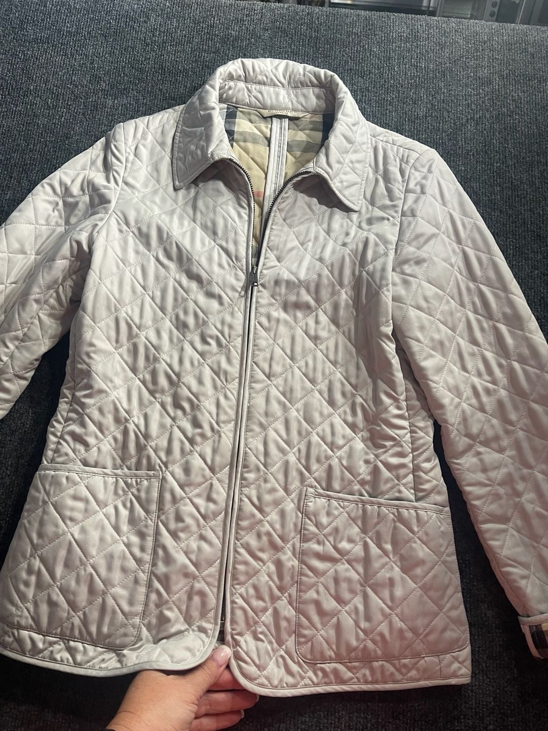 Burberry London Quilted Jacket Nova Check Lining cream women’ S/M 3