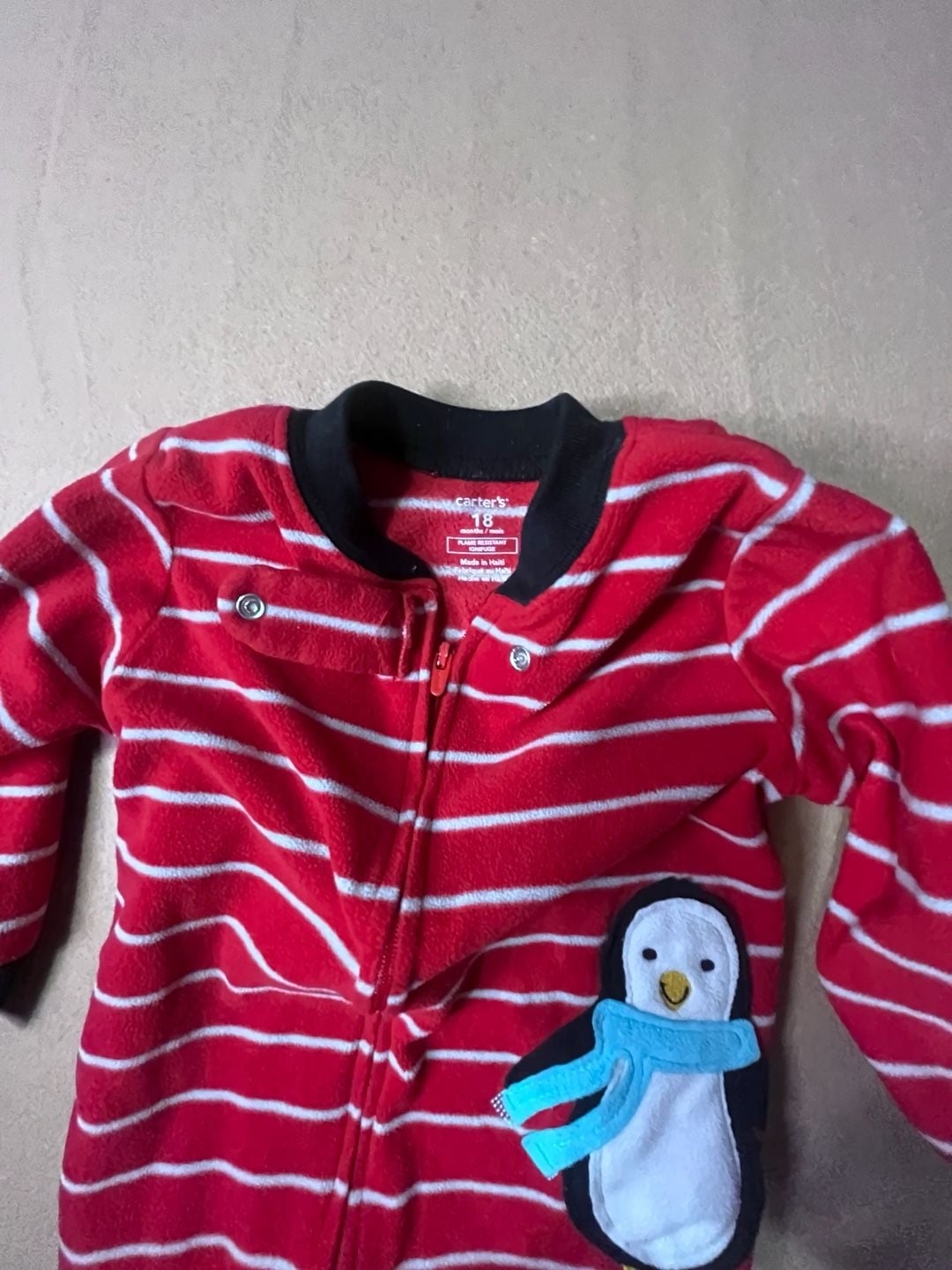 Carter's Fleece Footed Pajamas 18 Months Lot Of 2 Penguin And Plaid 3