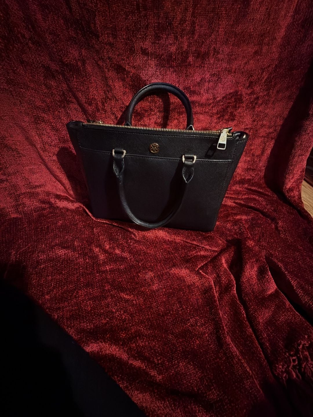 Tory Burch Robinson Black Saffiano Leather Tote Bag 2