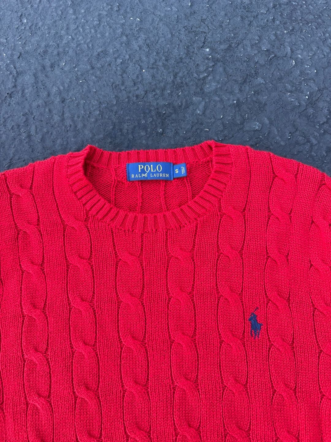 Polo Ralph Lauren Cable Knit Crew Neck Sweater Size S Red 3