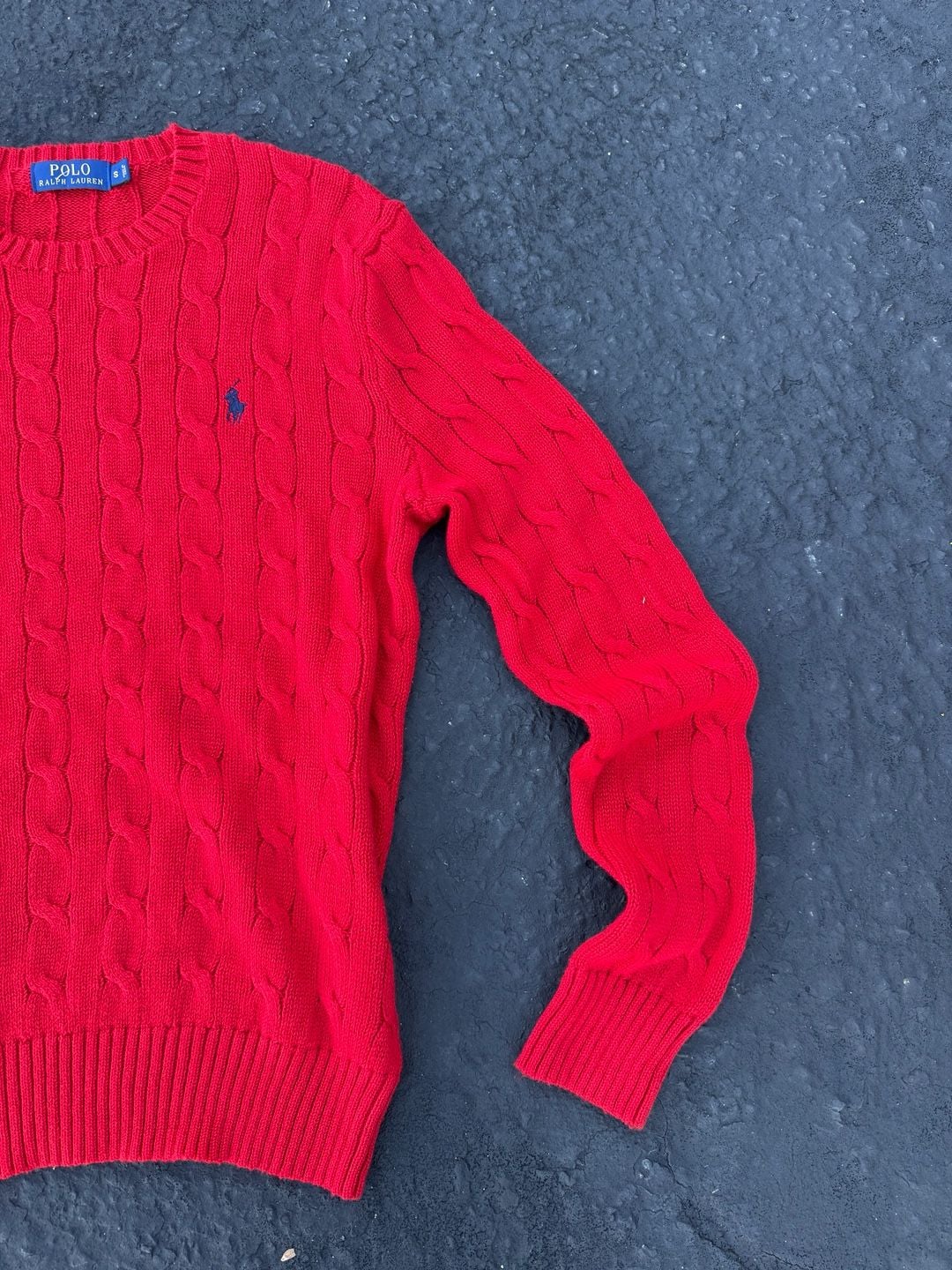 Polo Ralph Lauren Cable Knit Crew Neck Sweater Size S Red 4