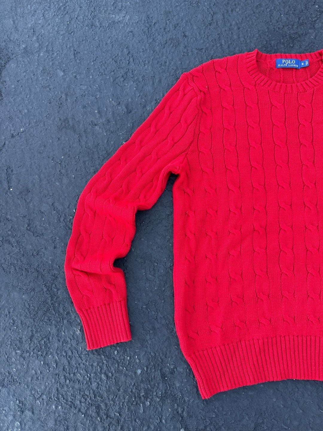 Polo Ralph Lauren Cable Knit Crew Neck Sweater Size S Red 5
