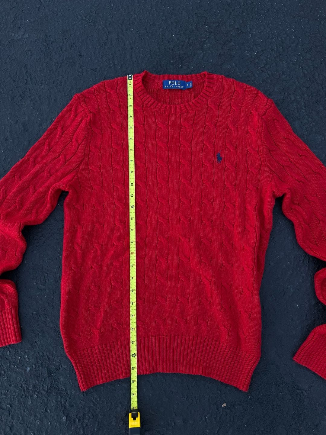 Polo Ralph Lauren Cable Knit Crew Neck Sweater Size S Red 6