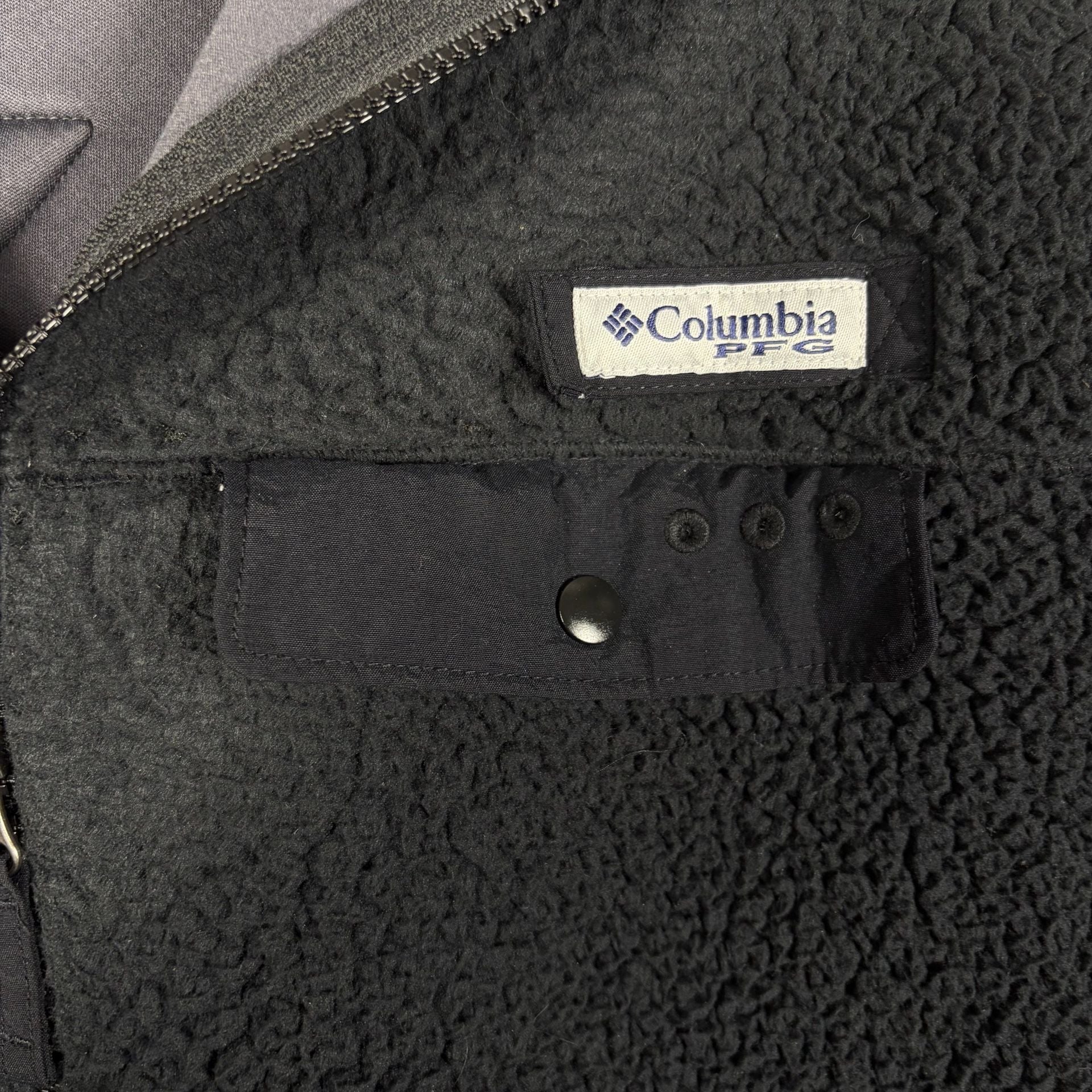 Columbia PFG Full Zip Fleece Jacket Size L Black Sherpa High Pile 3