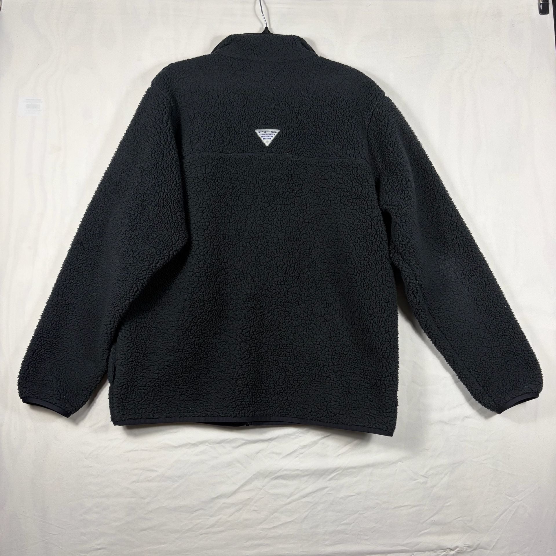 Columbia PFG Full Zip Fleece Jacket Size L Black Sherpa High Pile 7