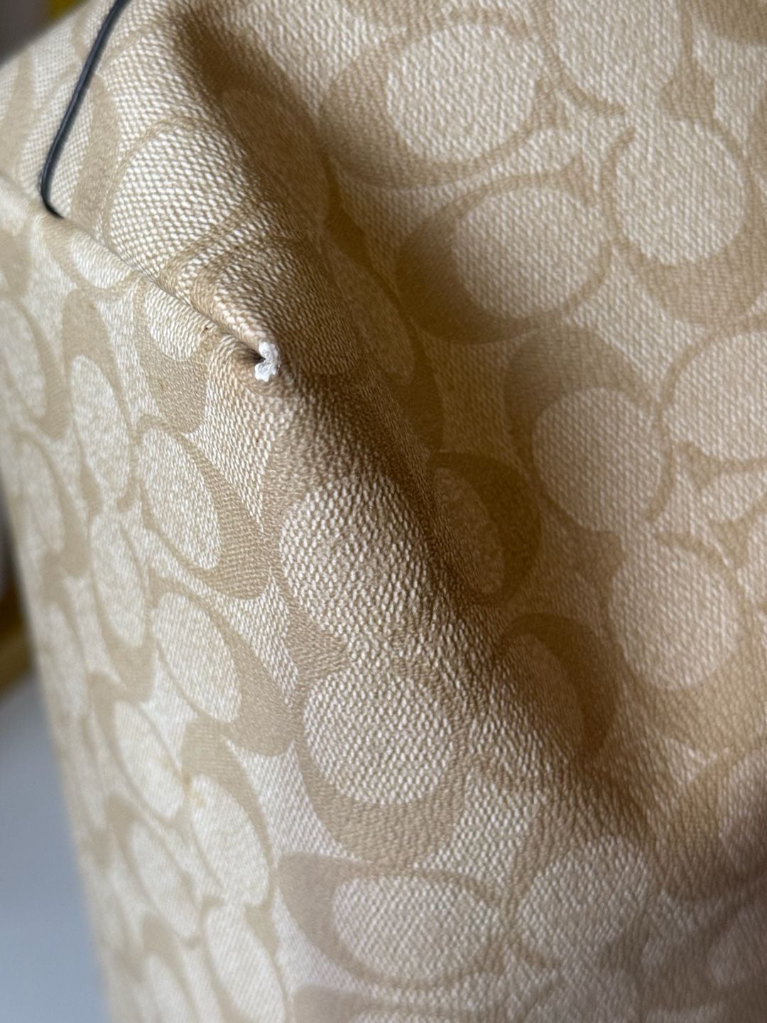 Coach Signature Zip Top Tote Bag Khaki Chalk White 5
