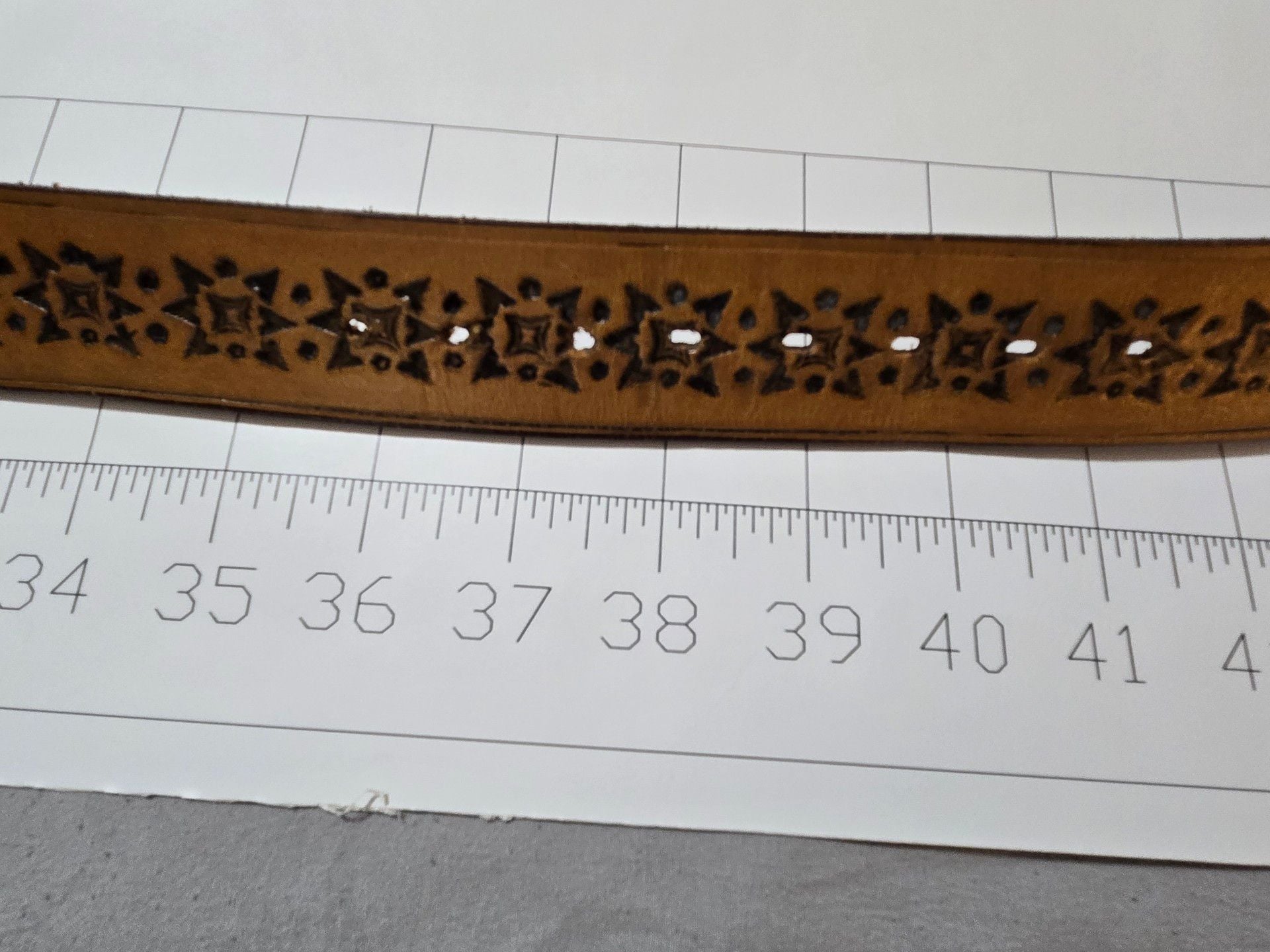 Vogel of Texas Western Belt Size 38 Brown Top Grain Steer Hide Gemstone Buckle 3