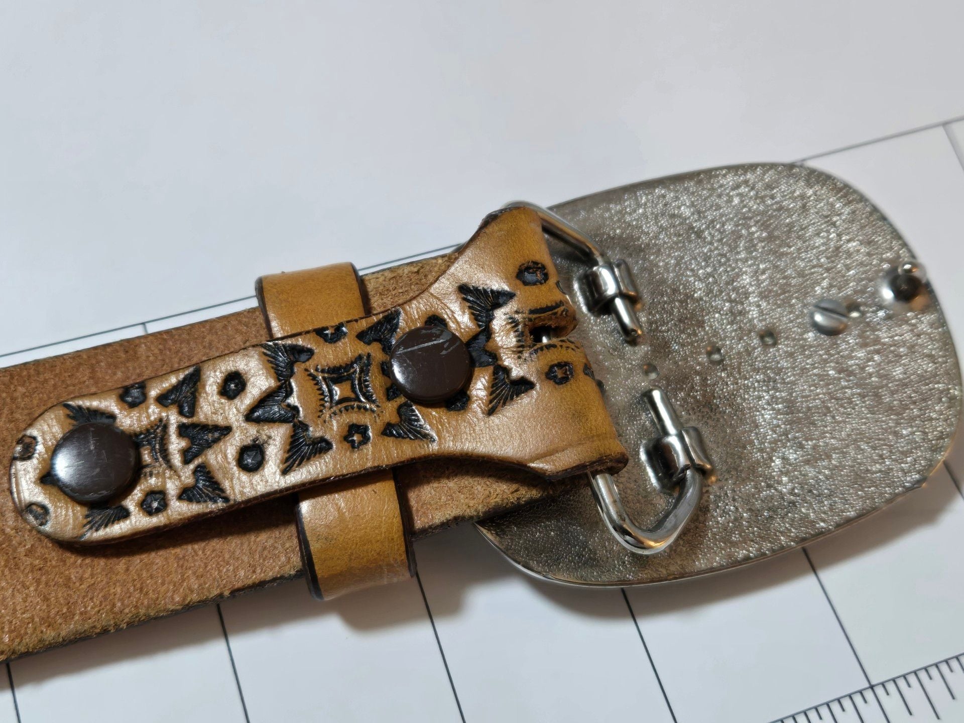 Vogel of Texas Western Belt Size 38 Brown Top Grain Steer Hide Gemstone Buckle 9