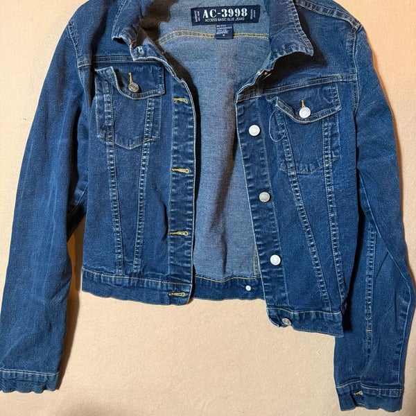 Ac-3998 Denim Jacket Size M Blue Cotton Blend