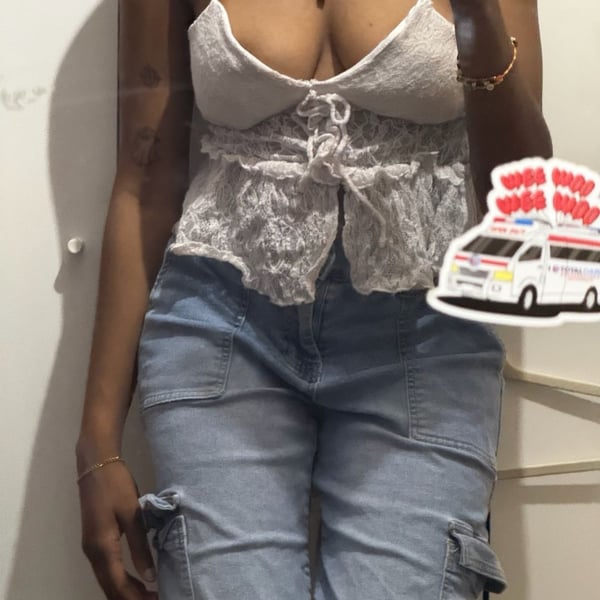 Good Day Project Lace Camisole Top White Tie Front Ruffle Crop