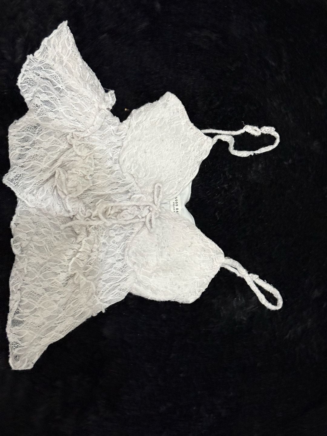 Good Day Project Lace Camisole Top White Tie Front Ruffle Crop 7