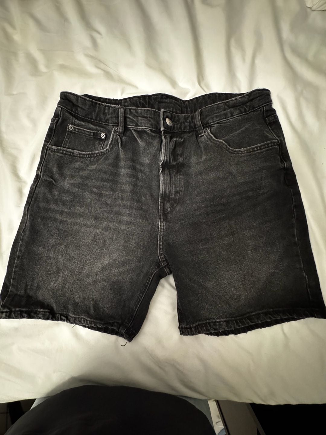 Zara Denim Shorts Size 36 Black Raw Edge Jorts 2