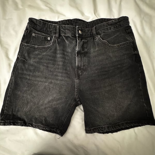Zara Denim Shorts Size 36 Black Raw Edge Jorts