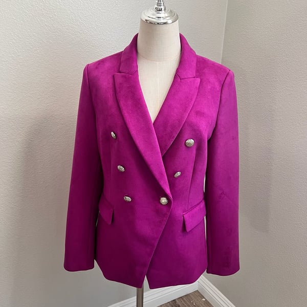 White House Black Market Ultra Suede Studio Blazer Size 6 Fuchsia Pink