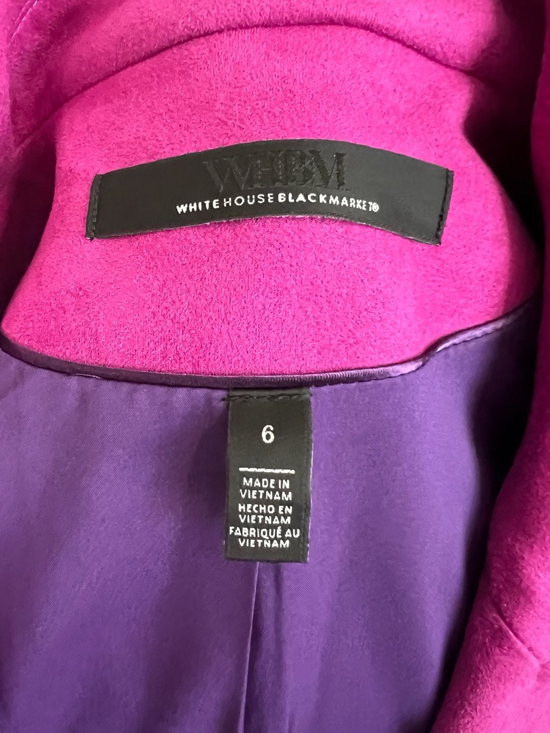 White House Black Market Ultra Suede Studio Blazer Size 6 Fuchsia Pink 7