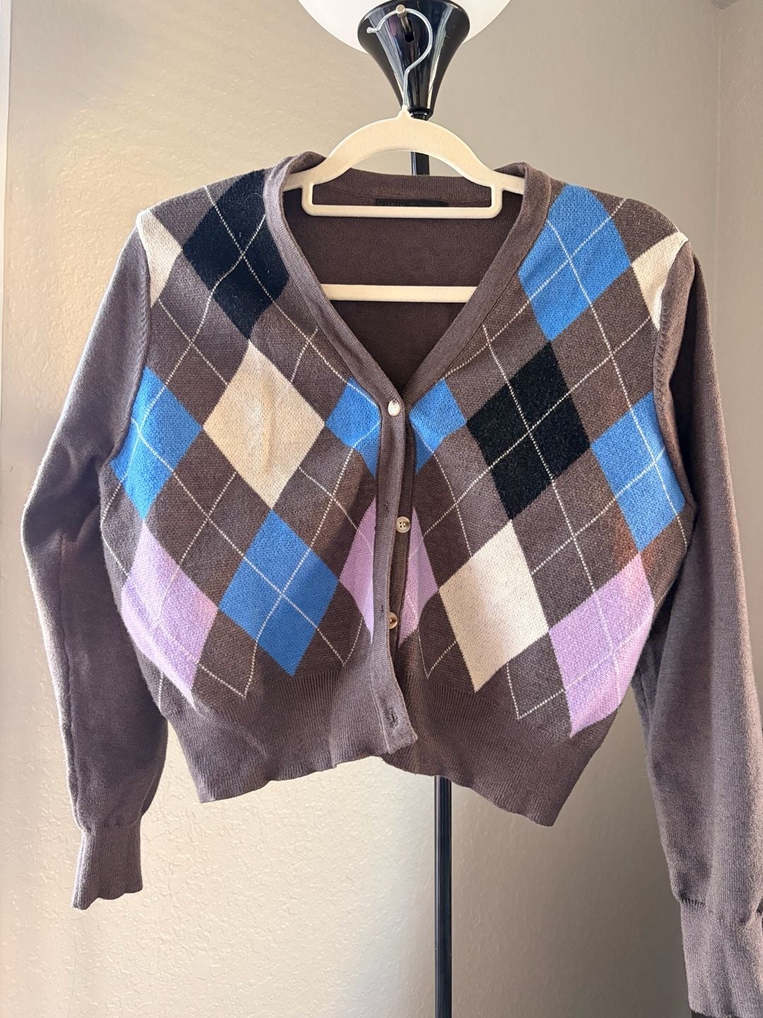 Shein Argyle Cardigan Size L Multi 5