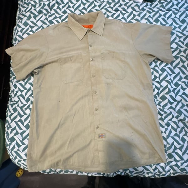 Dickies Short Sleeve Work Shirt Size 2XL-RG Tan Button Up