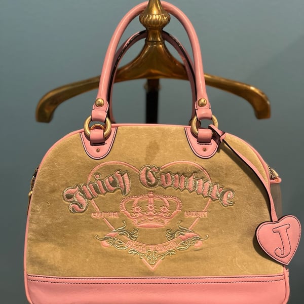 Juicy Couture Pet Carrier Pink Green Velour Dog Bag