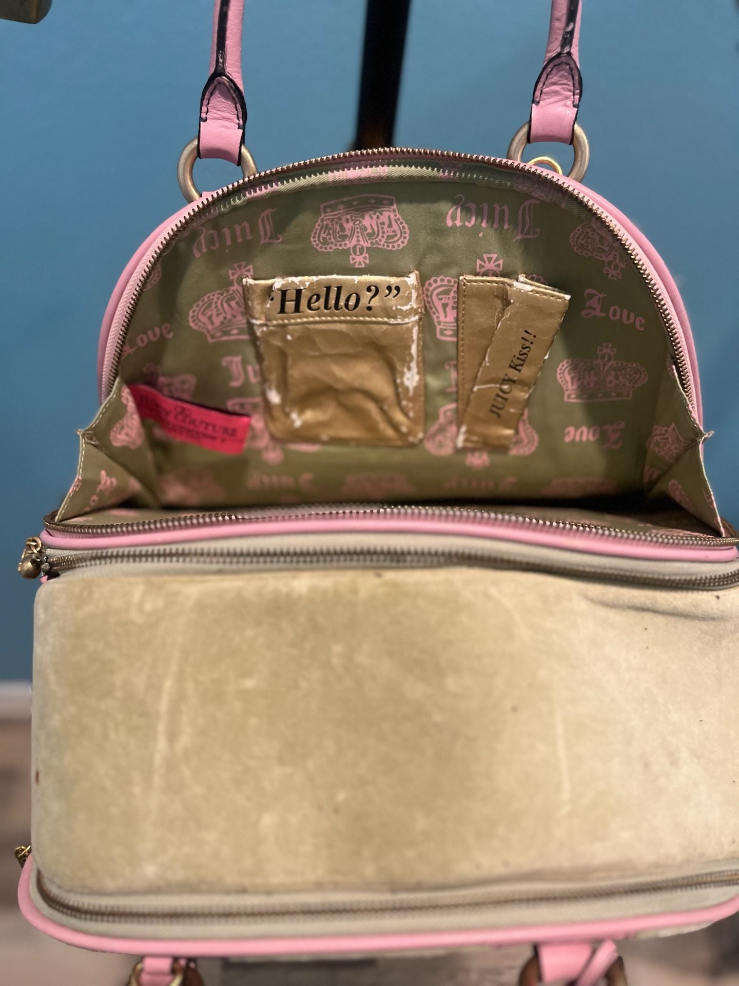 Juicy Couture Pet Carrier Pink Green Velour Dog Bag 8