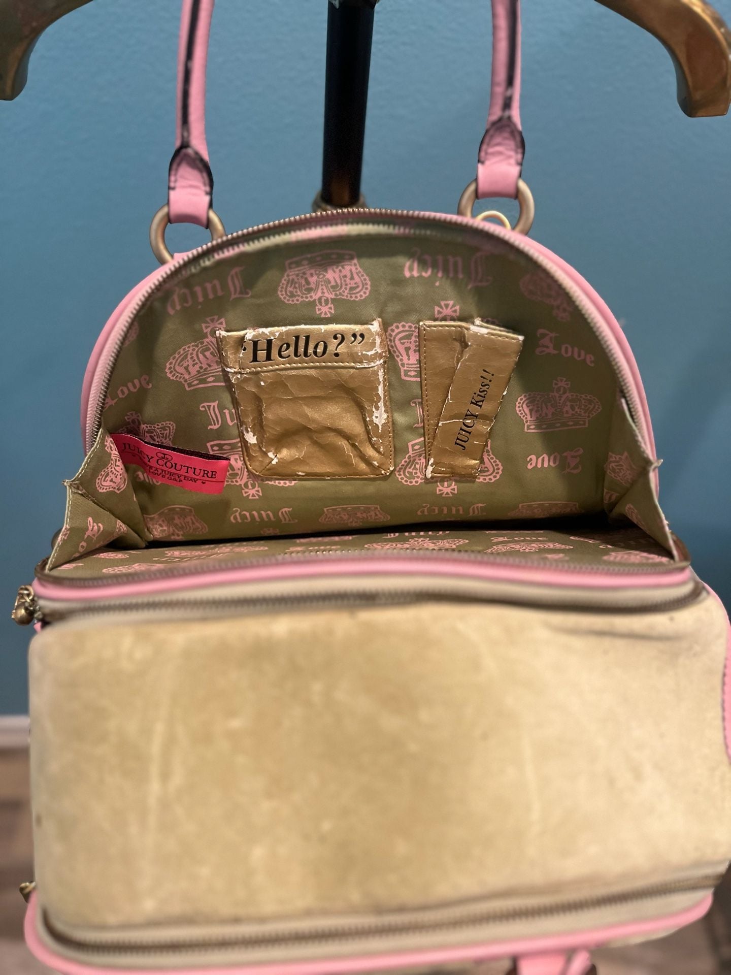 Juicy Couture Pet Carrier Pink Green Velour Dog Bag 9