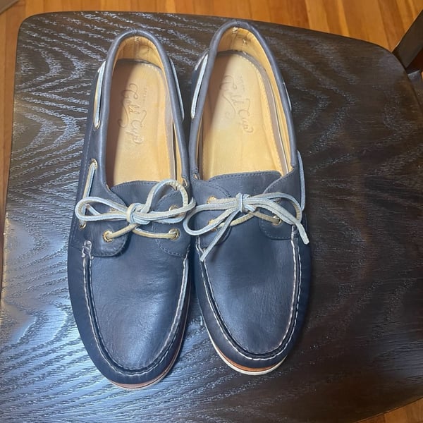 Sperry Gold Cup Authentic Original 2-Eye Boat Shoe Size 12 M Navy Leather