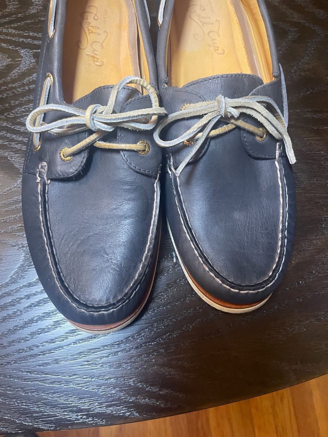 Sperry Gold Cup Authentic Original 2-Eye Boat Shoe Size 12 M Navy Leather 3