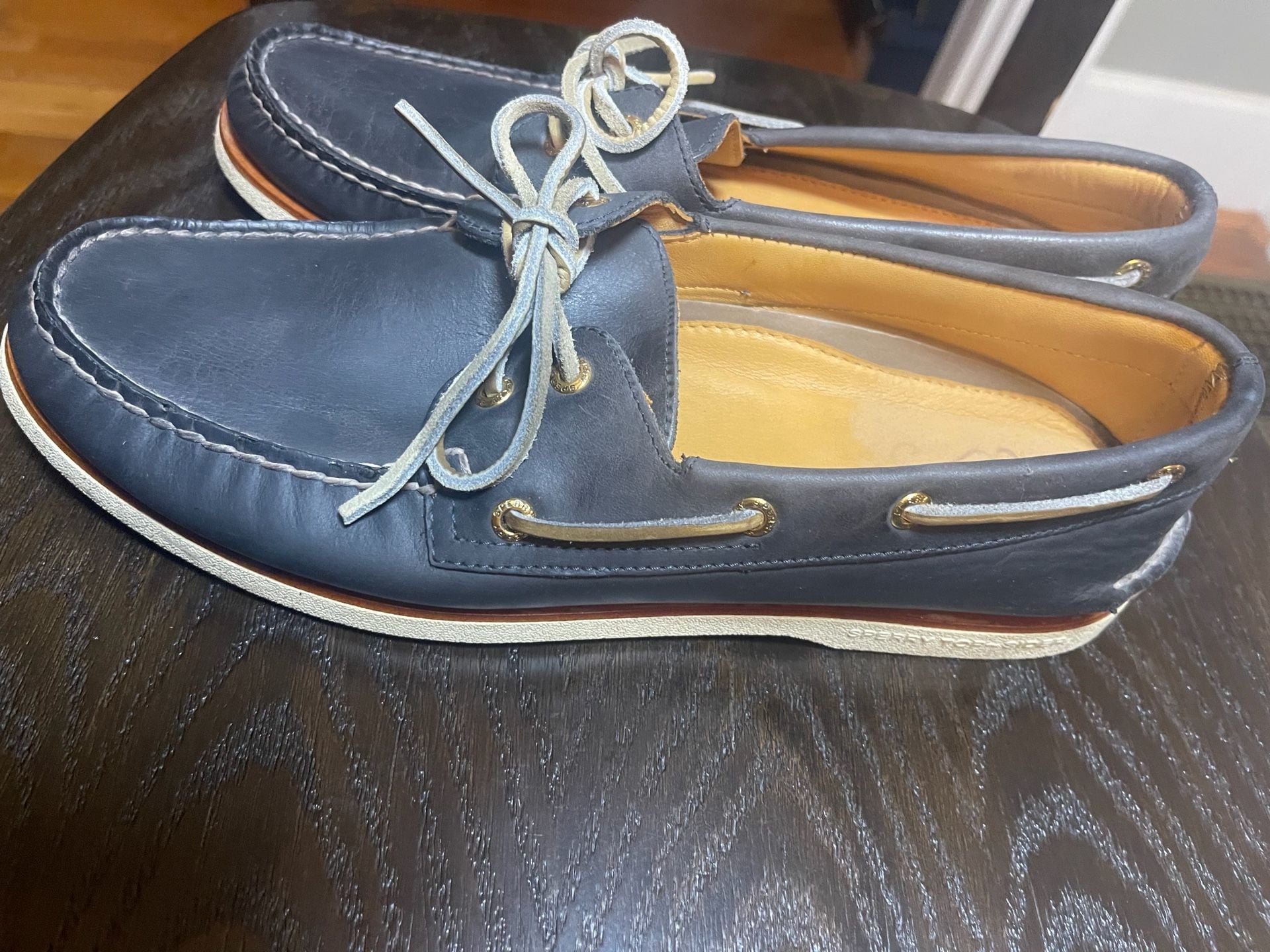 Sperry Gold Cup Authentic Original 2-Eye Boat Shoe Size 12 M Navy Leather 8