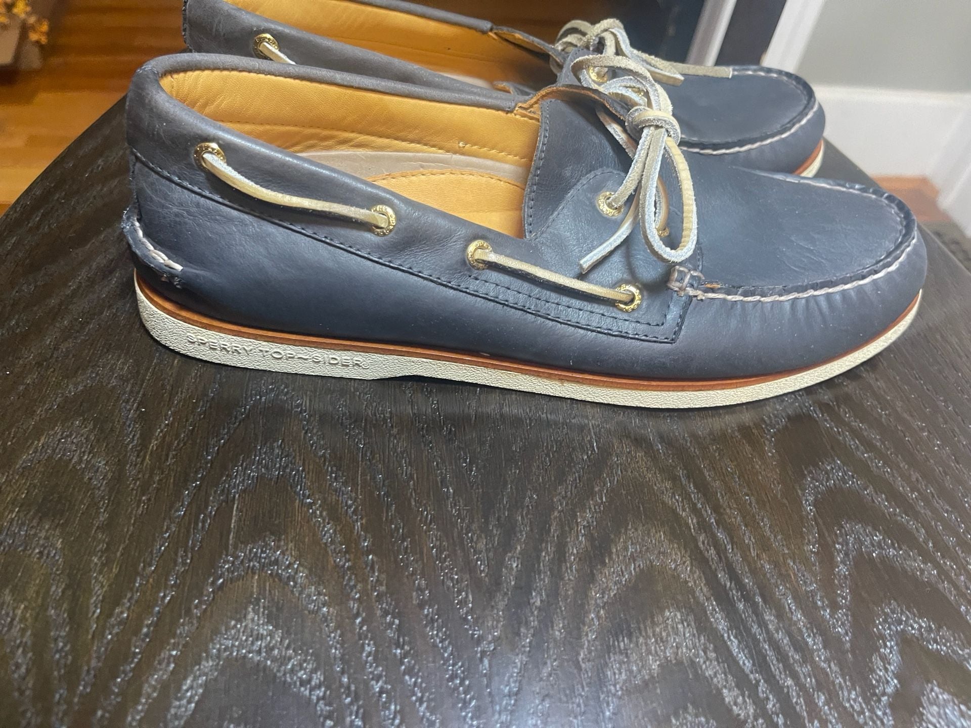 Sperry Gold Cup Authentic Original 2-Eye Boat Shoe Size 12 M Navy Leather 9
