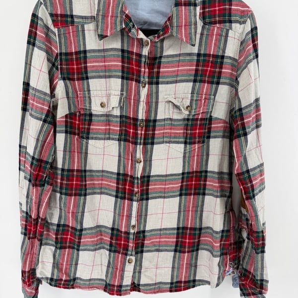 L.O.G.G. Label of Graded Goods Men’s Plaid Flannel Shirt Size M Elbow Patch