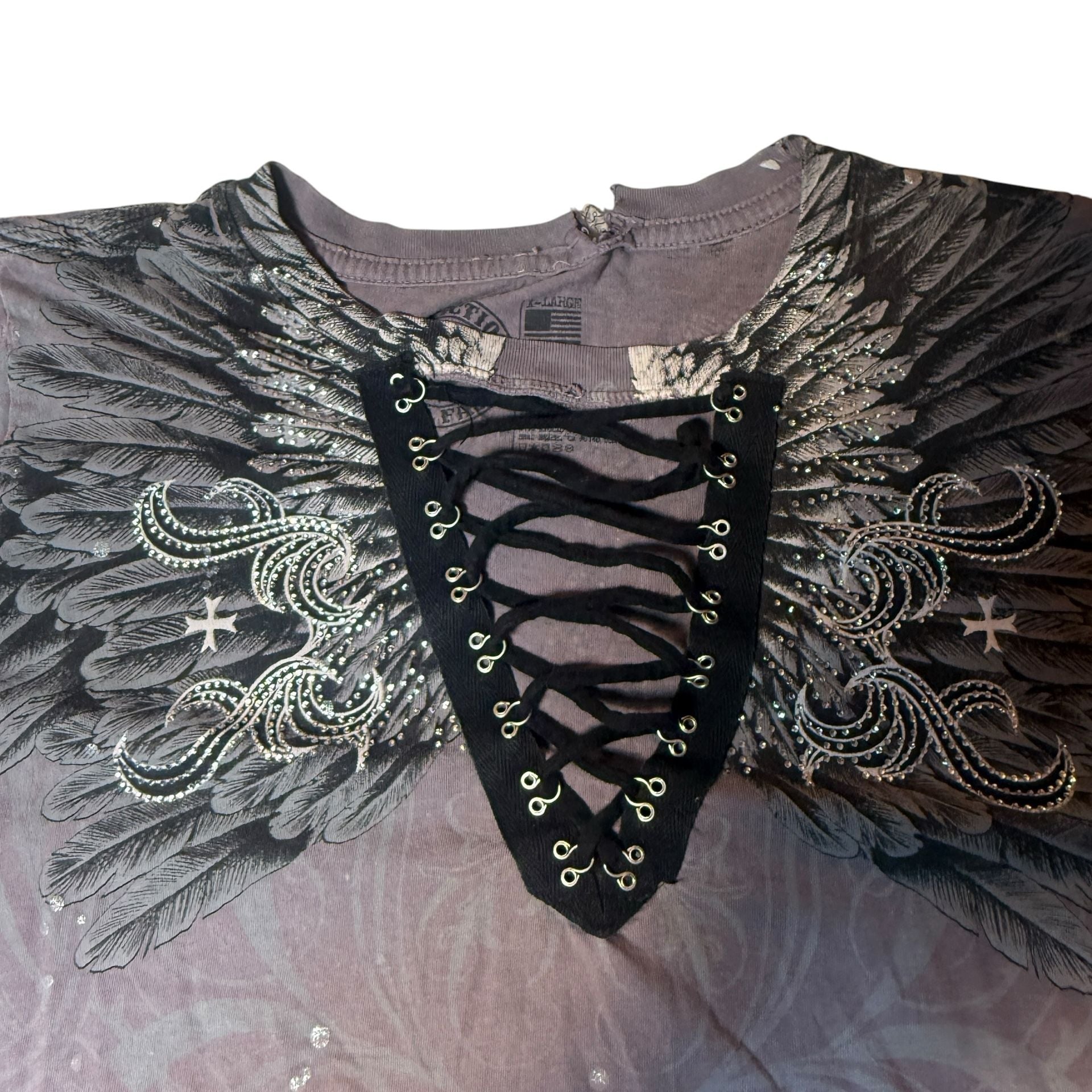 Affliction Women’s Distressed Vulnerable T-Shirt Size X-Large Dusty Rose 3