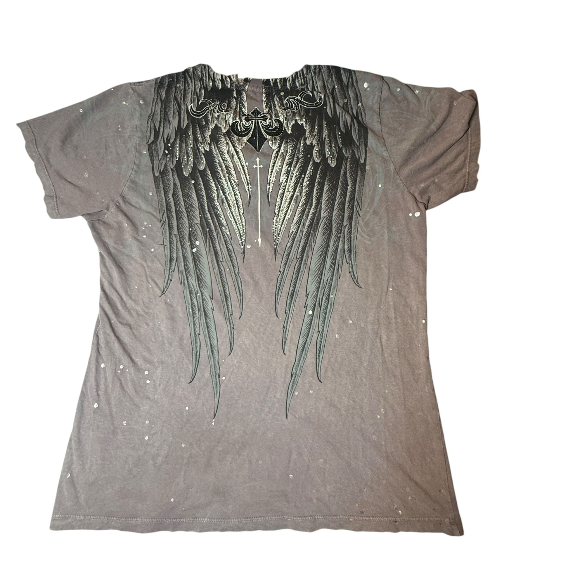 Affliction Women’s Distressed Vulnerable T-Shirt Size X-Large Dusty Rose 6