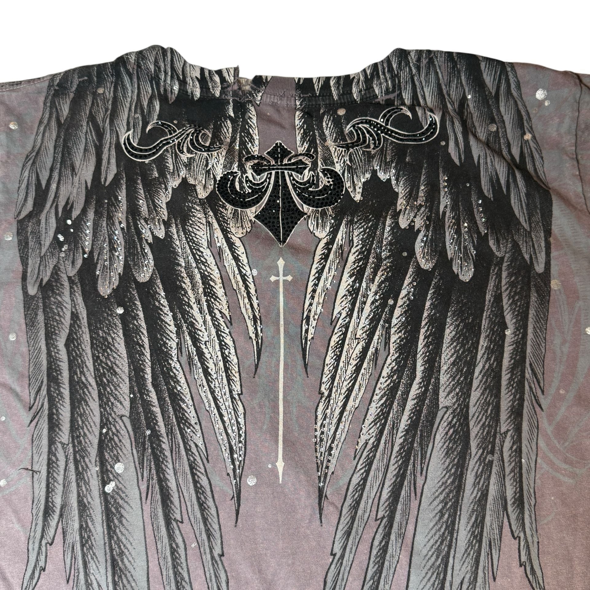Affliction Women’s Distressed Vulnerable T-Shirt Size X-Large Dusty Rose 7