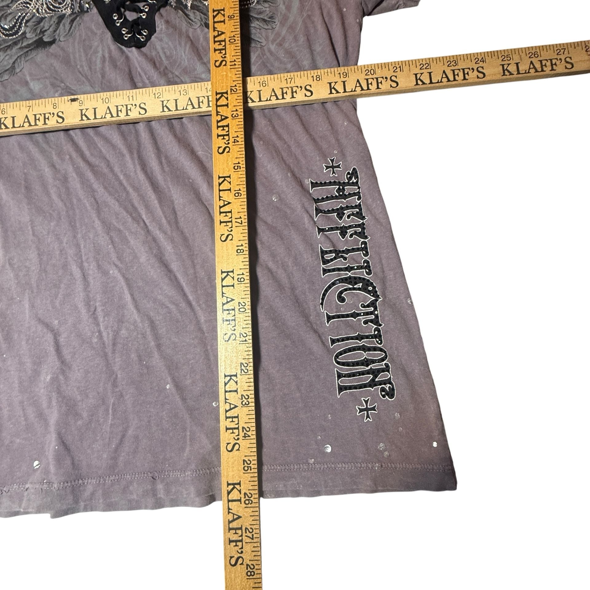 Affliction Women’s Distressed Vulnerable T-Shirt Size X-Large Dusty Rose 12