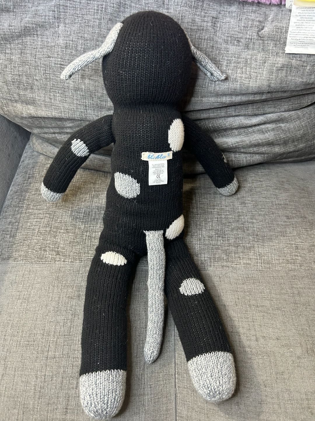 Blabla Licorice Dog Knit Plush Puppy Polka Dot Stuffed Toy 3