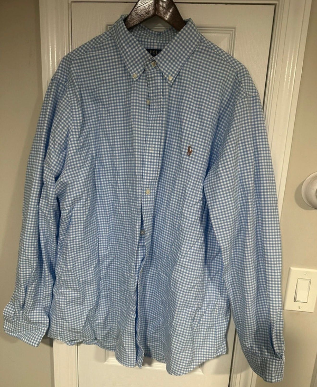 Polo Ralph Lauren Gingham Button-Down Shirt XXL Blue White Classic Fit 2