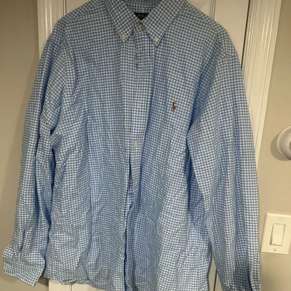 Polo Ralph Lauren Gingham Button-Down Shirt XXL Blue White Classic Fit