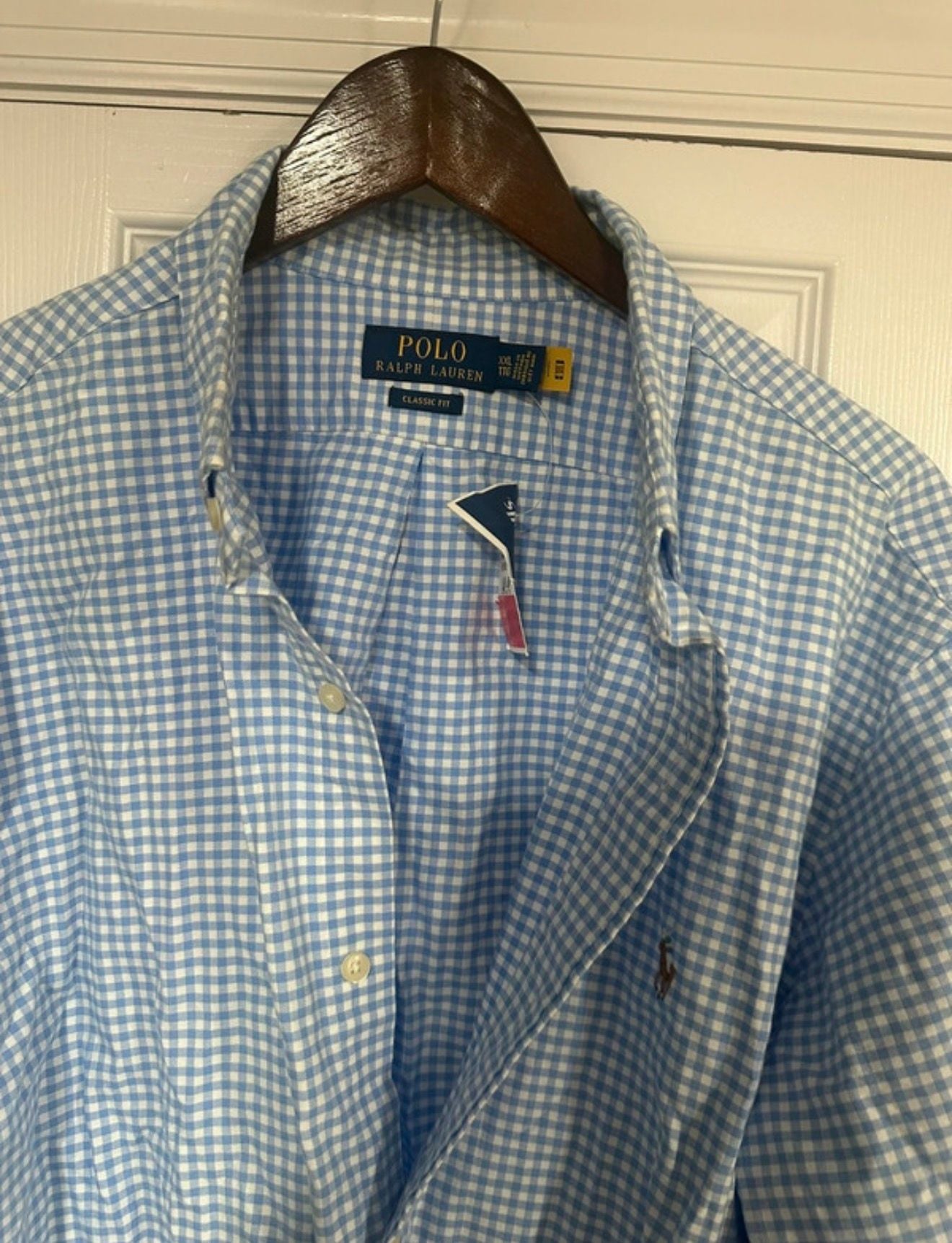 Polo Ralph Lauren Gingham Button-Down Shirt XXL Blue White Classic Fit 4