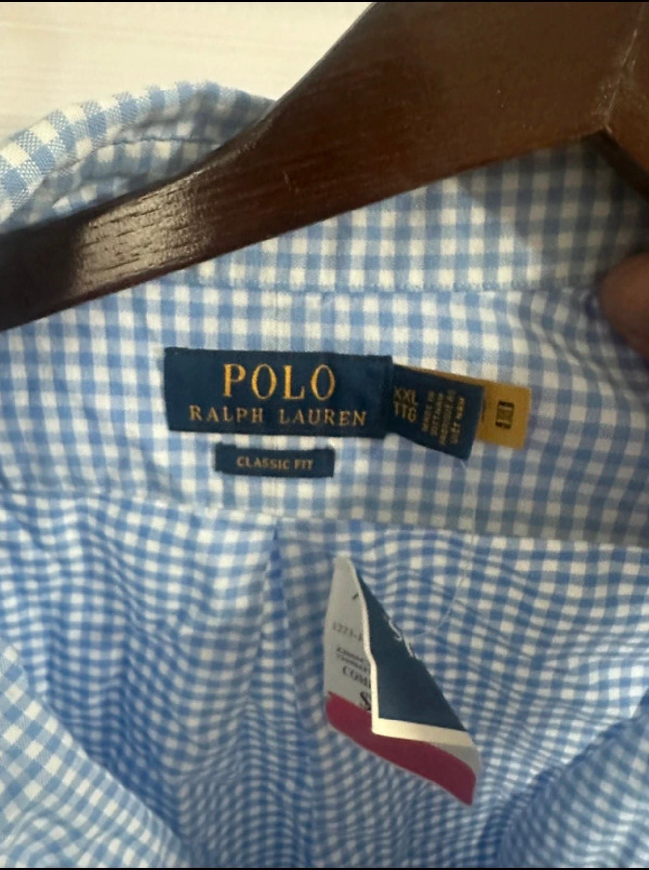 Polo Ralph Lauren Gingham Button-Down Shirt XXL Blue White Classic Fit 5