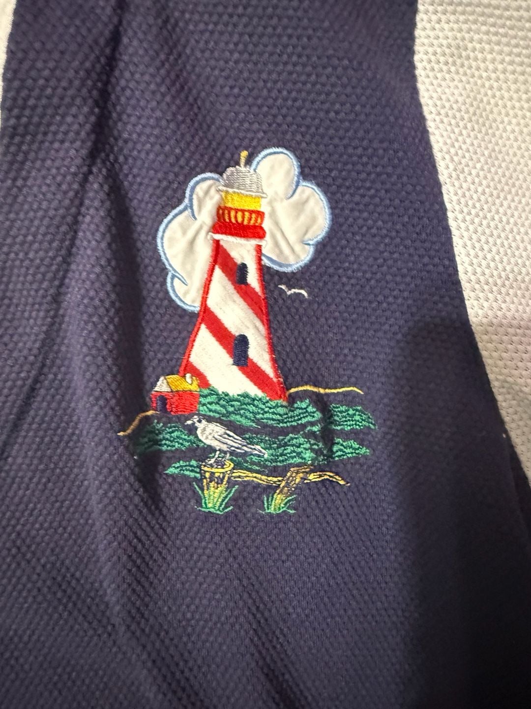 Vintage Lighthouse Golf Sweater Vest Nautical Polo Blue L 7